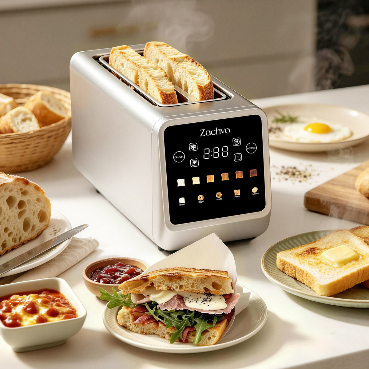 Zachvo-Glow-F1L-4-Scheiben-Toaster mit LED-Touchscreen