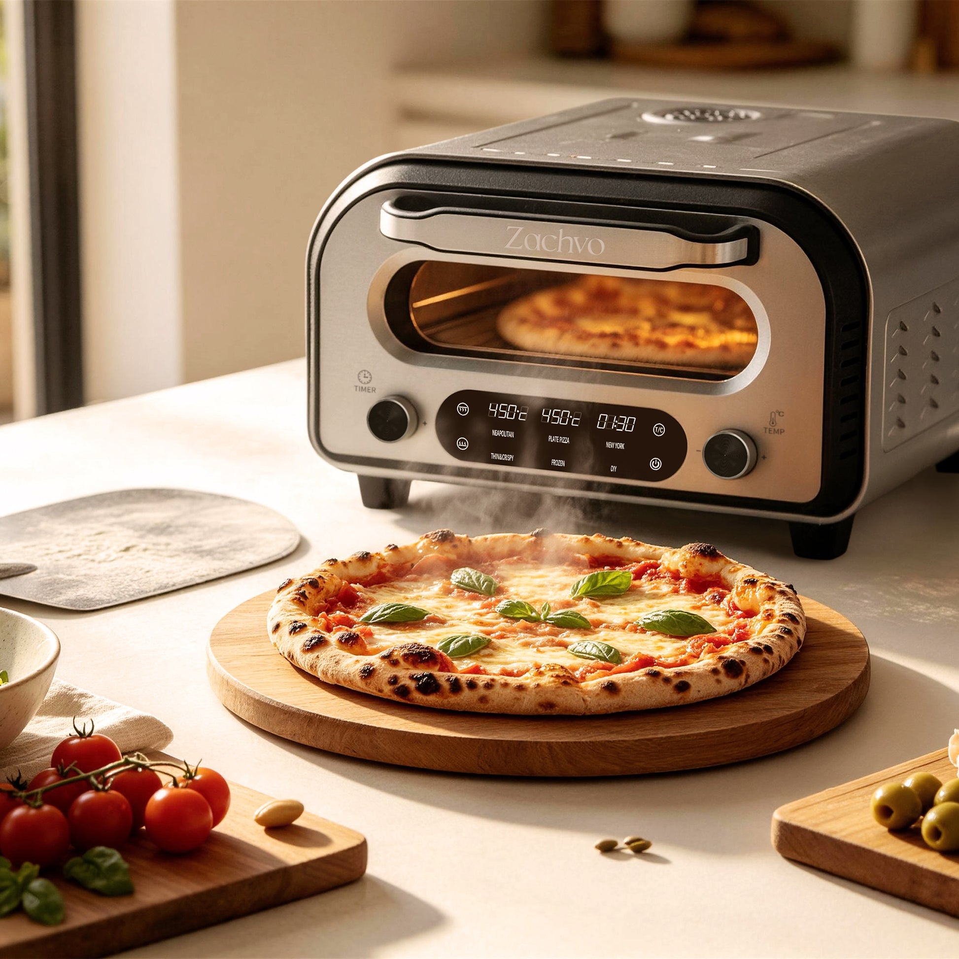 Zachvo-Foma-B112-Electric Pizza Oven-Silver