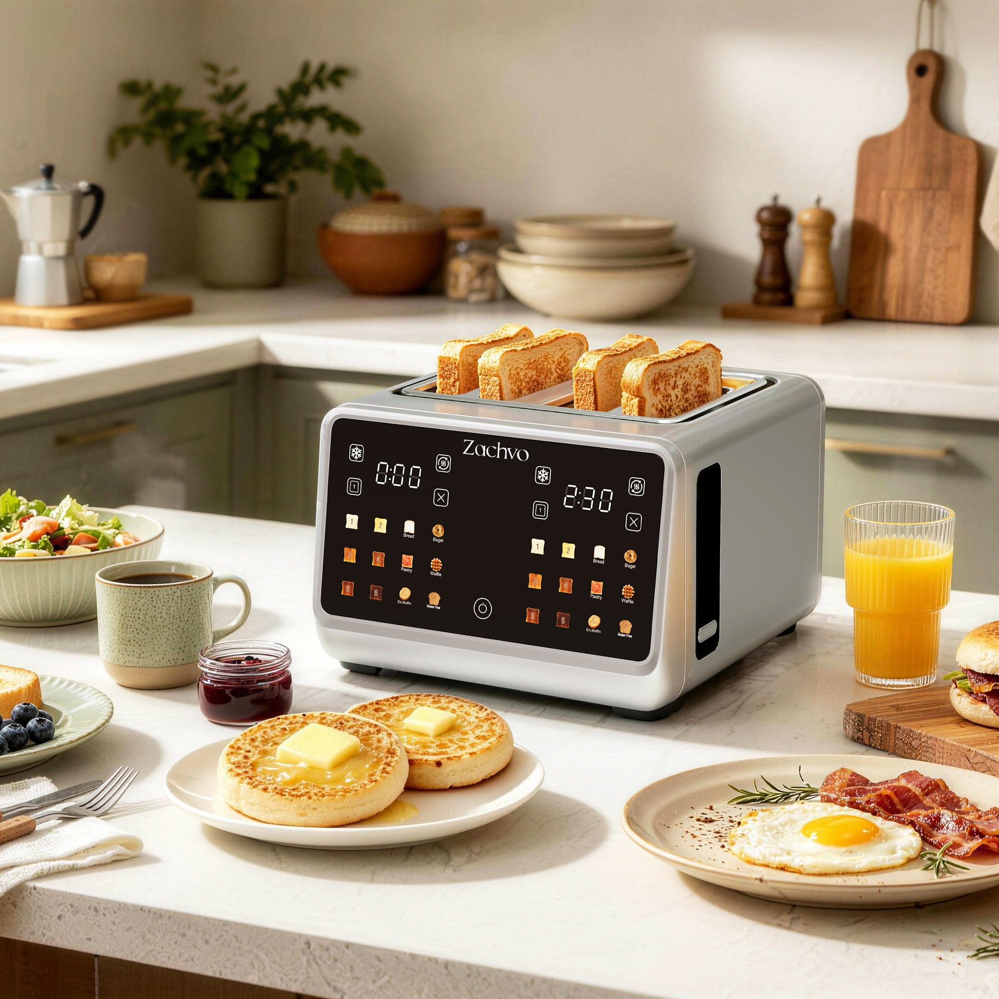 Zachvo-Glow-F1-4 Slices Toaster with LED Touchscreen
