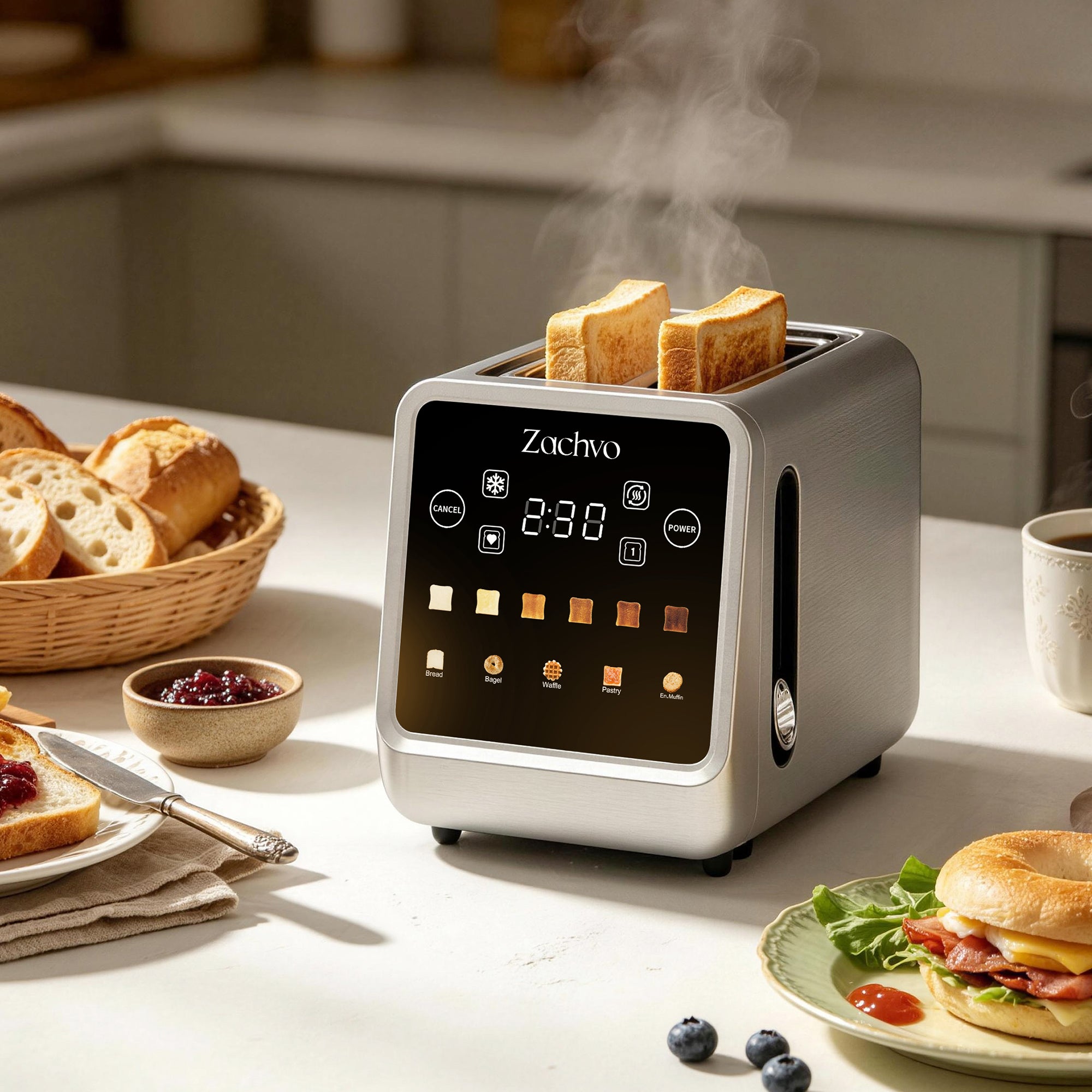 Zachvo-Glow-F2S-2 Slices Toaster with LED Touchscreen