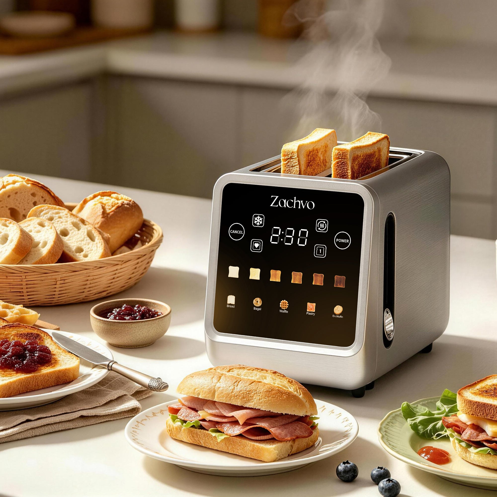 Zachvo-Glow-F2S-2 Slices Toaster with LED Touchscreen