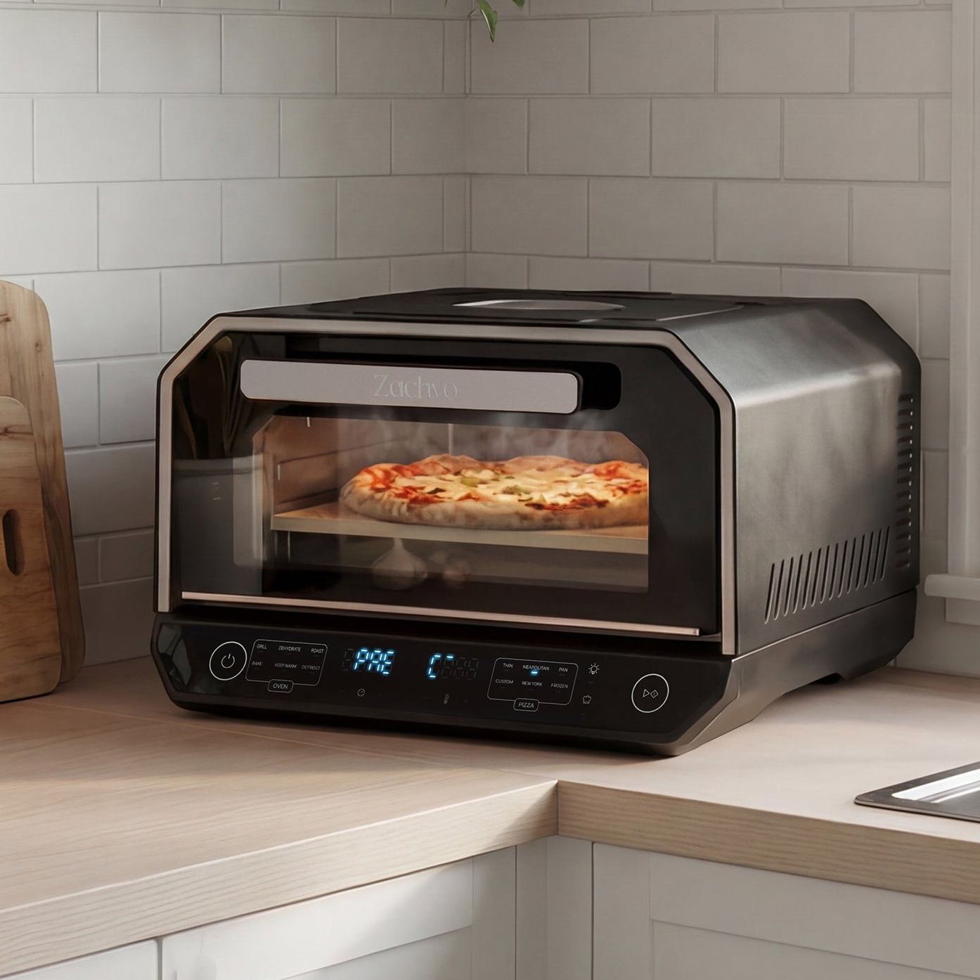 Zachvo-Foma-P113-Pizza Oven with Top Window-Black